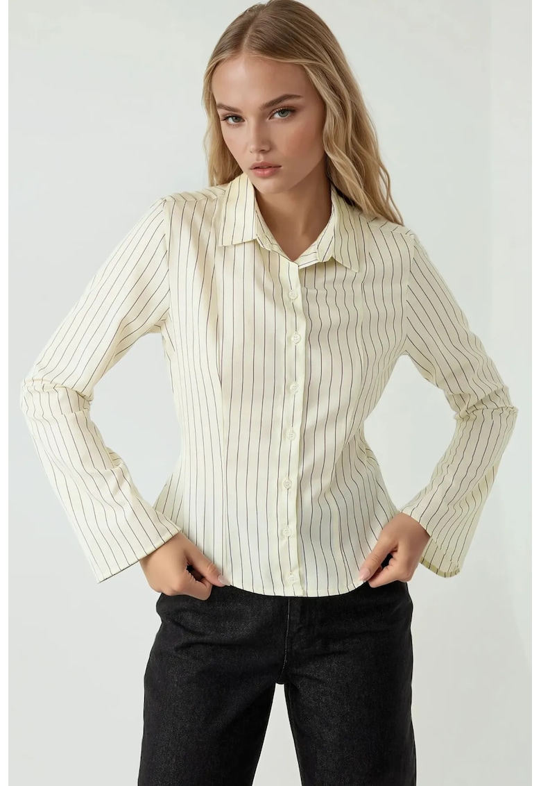Camasa dama - camasa cu dungi slim fit - galben - material de inalta calitate