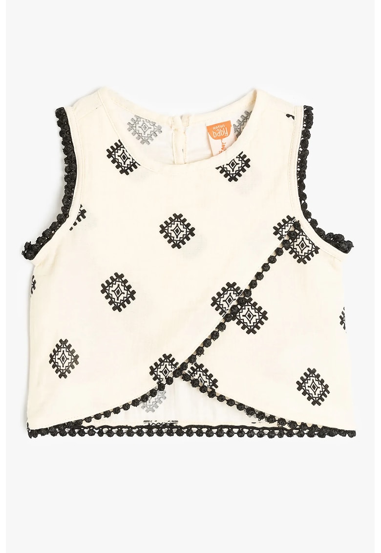 Koton Bluza cu imprimeu grafic - fara maneci - Alb fildes/Negru