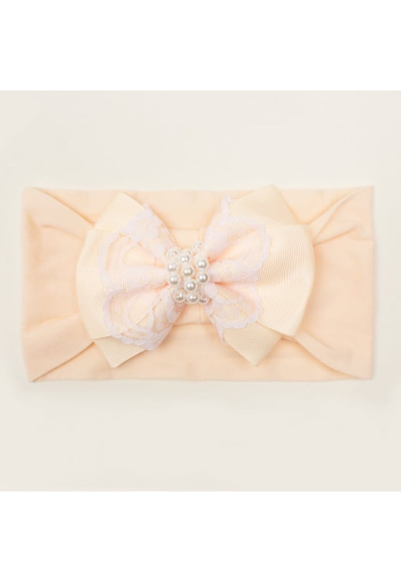 Bentita lata Model AL 18177 cu perlute - Textil - Fete - 0-12 luni - Roz piersica