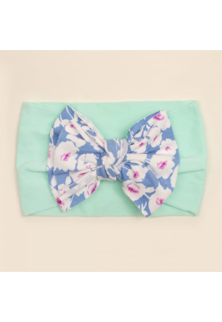 Bentita lata Model AL 18085 cu fundita inflorata - Textil - Fete - 0-12 luni - Turcoaz