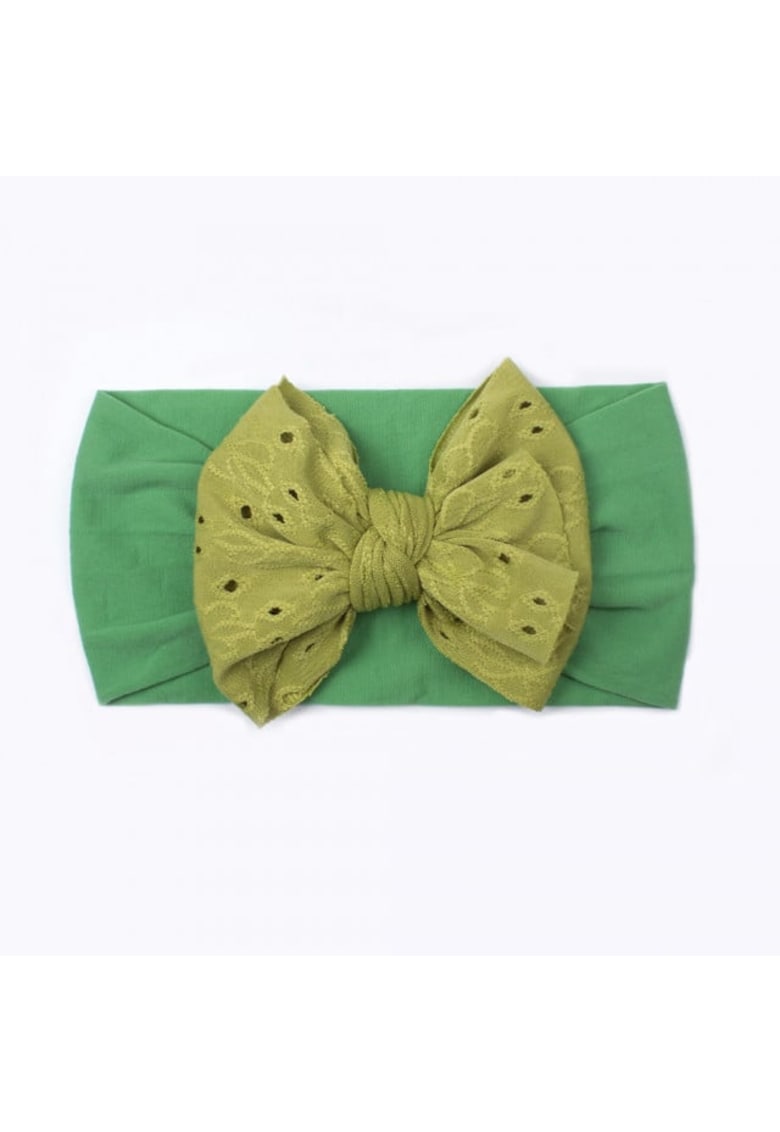 Bentita lata Model AL 18054 cu fundita brodata - Textil - Fete - 0-12 luni - Verde deschis