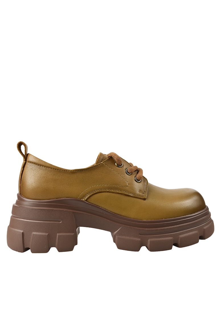 Pantofi casual - dama -  KM 1607 kaki - piele naturala