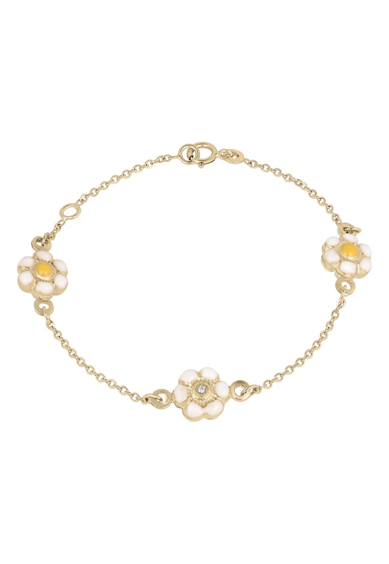 Bratara pentru Copii din Aur de 18K cu Diamant Natural si Flori - 1.88 g