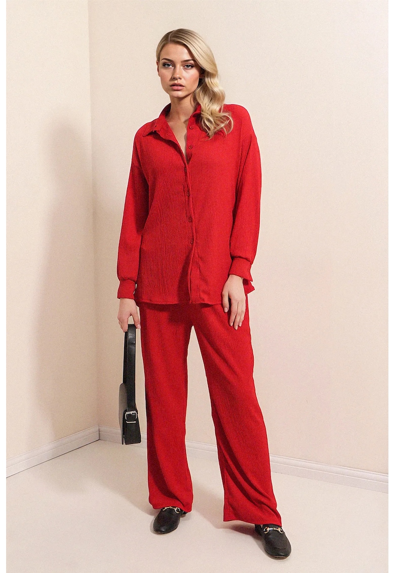 Compleu dama - maneca lunga - poliester/elastan - rosu
