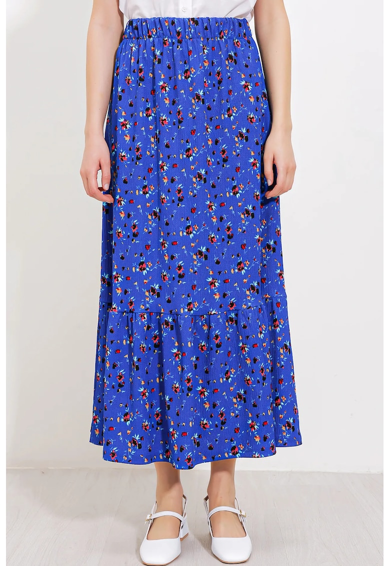 Fusta maxi HiCCUP - talie elastica - albastru - poliester-lycra