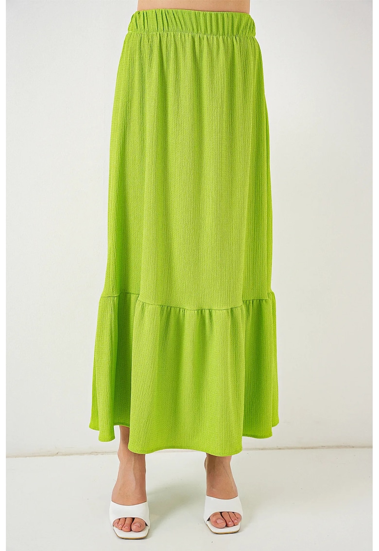 Fusta maxi HiCCUP - talie elastica - verde - poliester-lycra