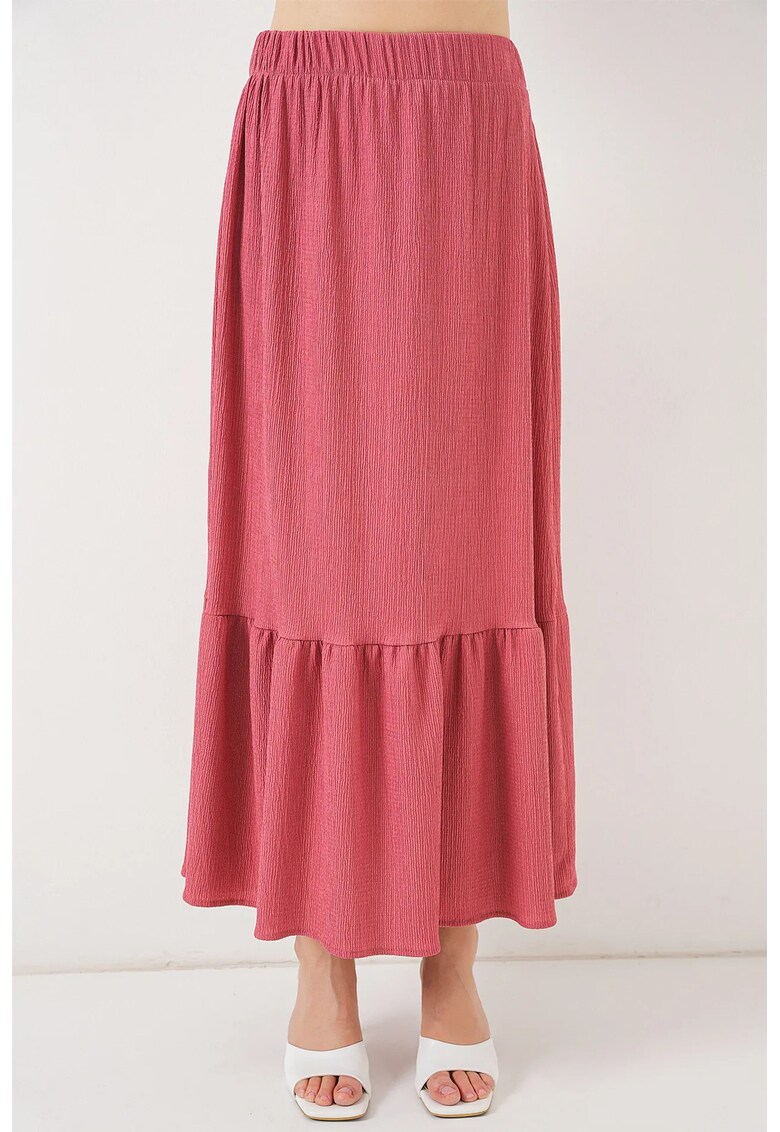 Fusta maxi HiCCUP - talie elastica - roz - poliester-lycra