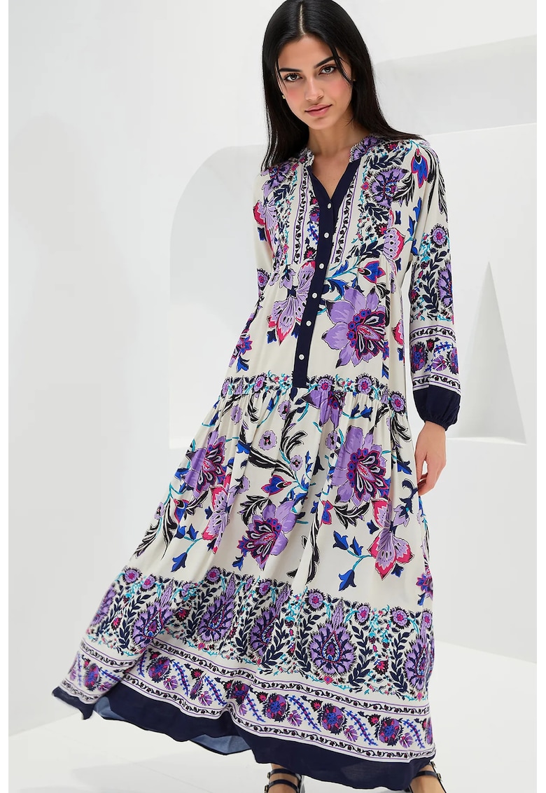 Rochie maxi dama - HiCCUP - decolteu V - multicolor - Multicolor