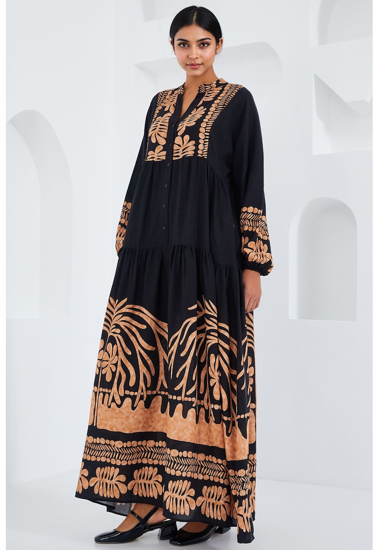 Rochie maxi - HiCCUP - imprimeu - Negru