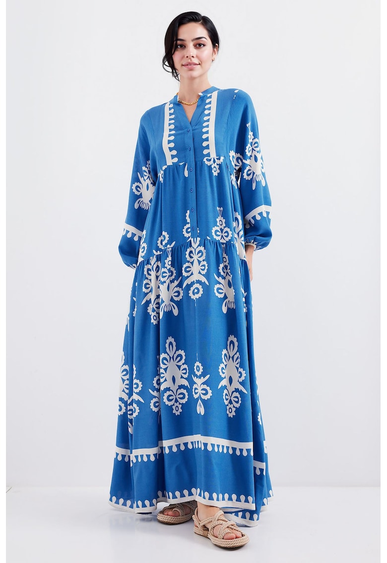 Rochie maxi HiCCUP - decolteu in V - Multicolor