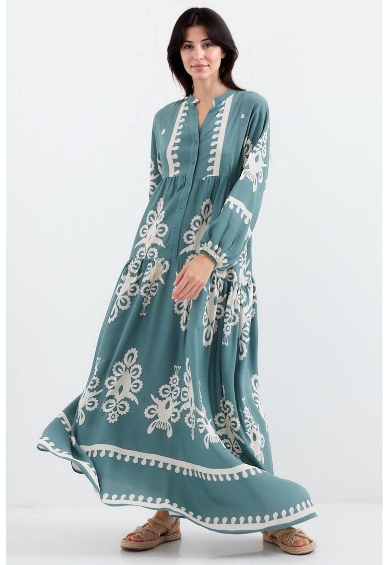 Rochie maxi HiCCUP - decolteu in V - verde - Verde menta