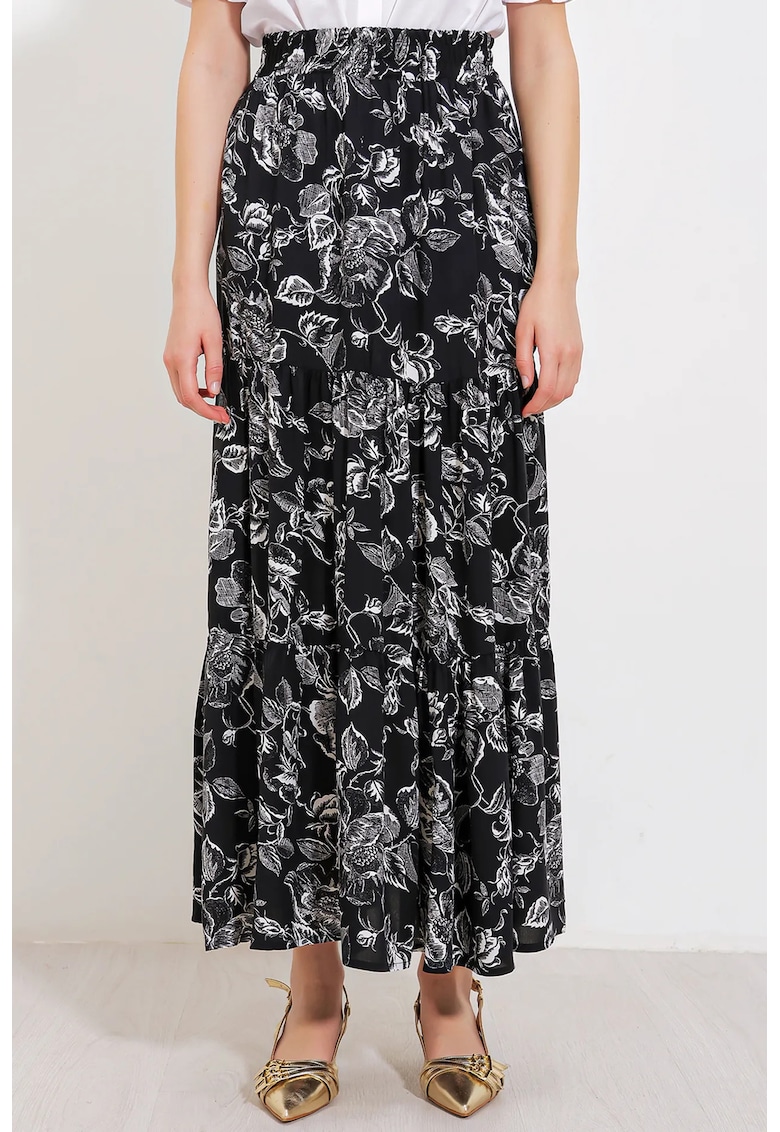 Fusta maxi - HiCCUP - croiala lejera - negru - viscoza