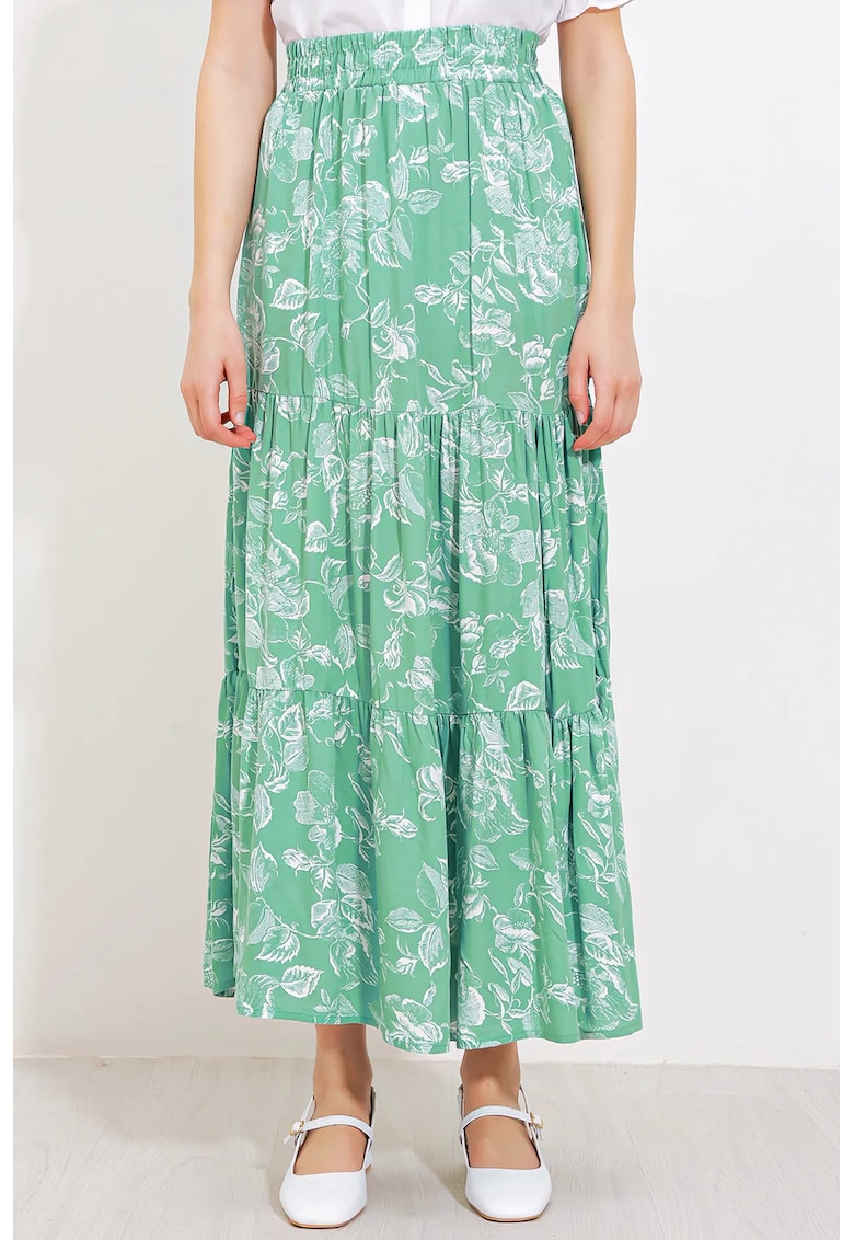 Fusta maxi - HiCCUP - croiala lejera - verde - viscoza