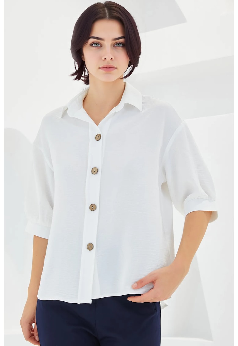 Camasa dama supradimensionata HiCCUP - alb - poliester si lycra