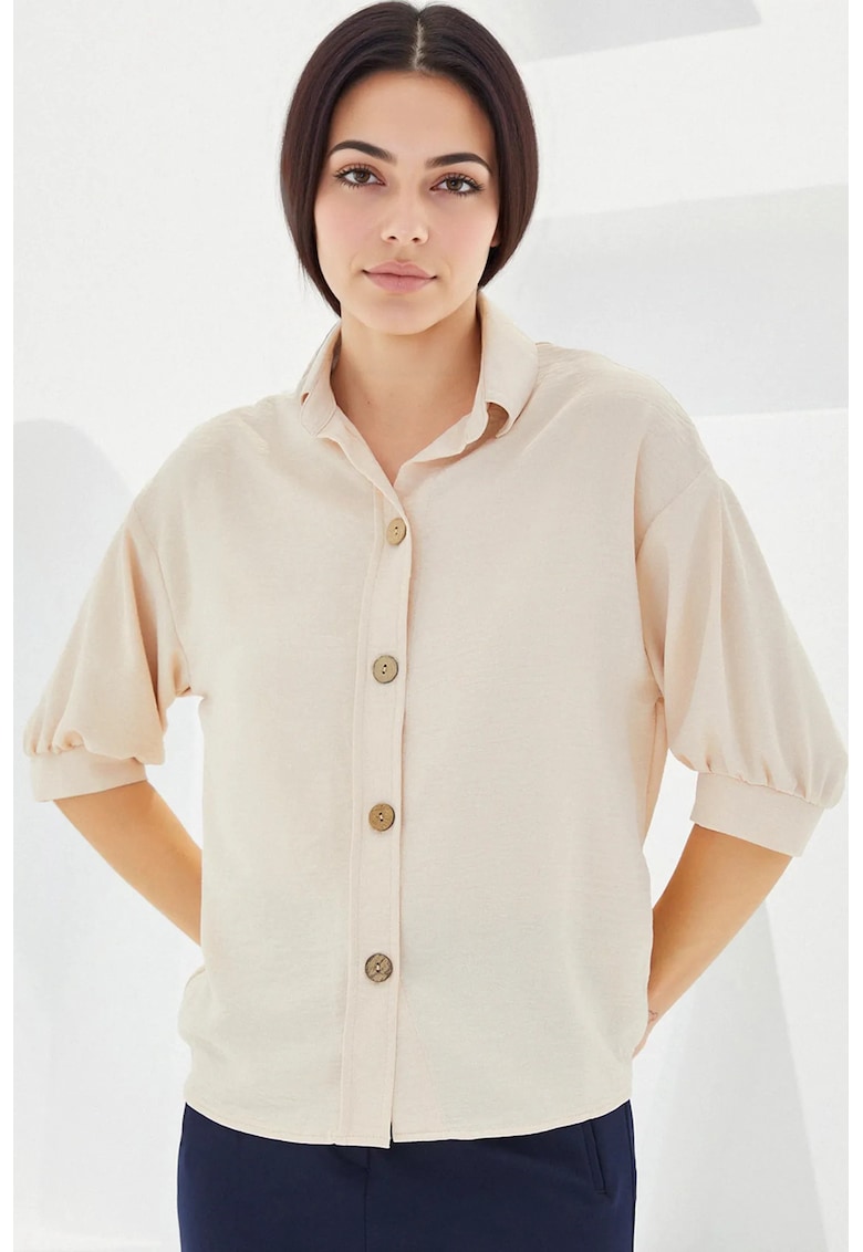 Camasa dama supradimensionata HiCCUP - natural - poliester si lycra