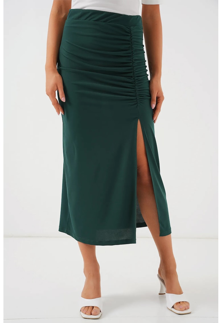 Fusta maxi - HiCCUP - poliester/elastan - talie elastica - verde