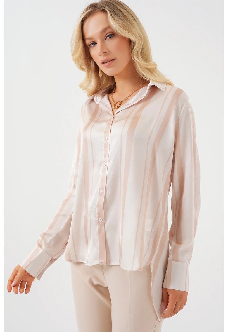 Camasa dama - HiCCUP - cu maneca lunga - roz - satin