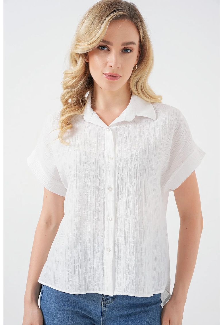 Camasa dama BDART - alb - bumbac - cu maneci scurte