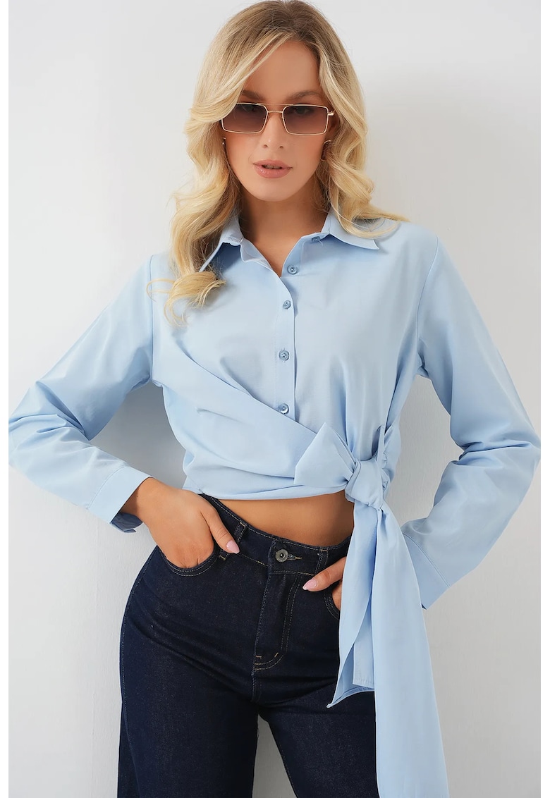 Camasa BDART cu funda - albastru - bumbac - pentru dama