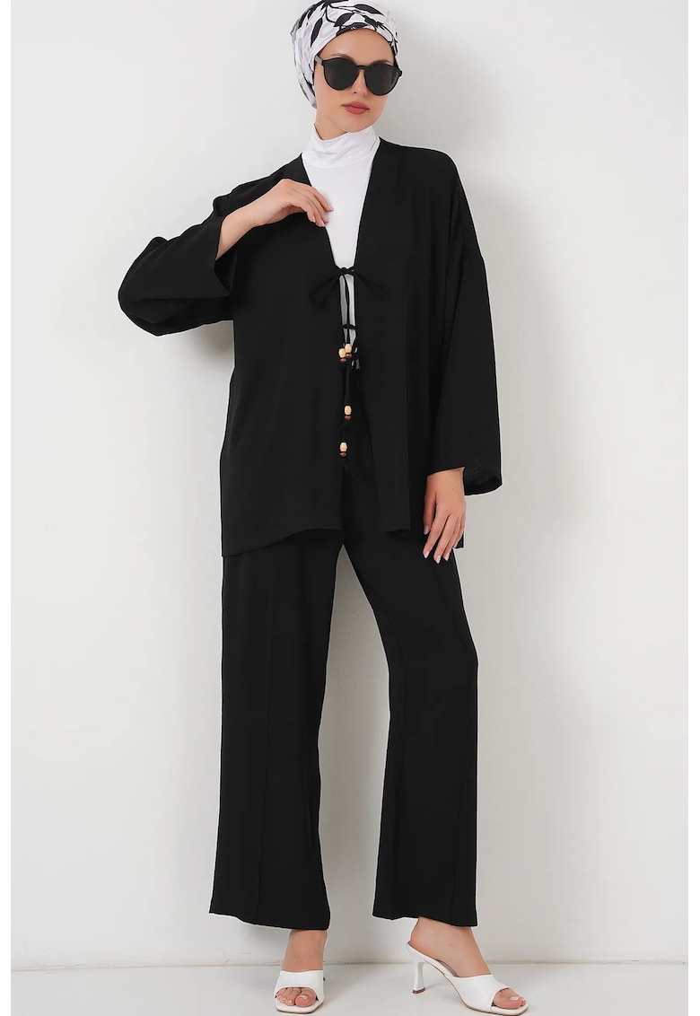 Compleu dama - doua piese -  croiala standard - poliester/elastan - negru