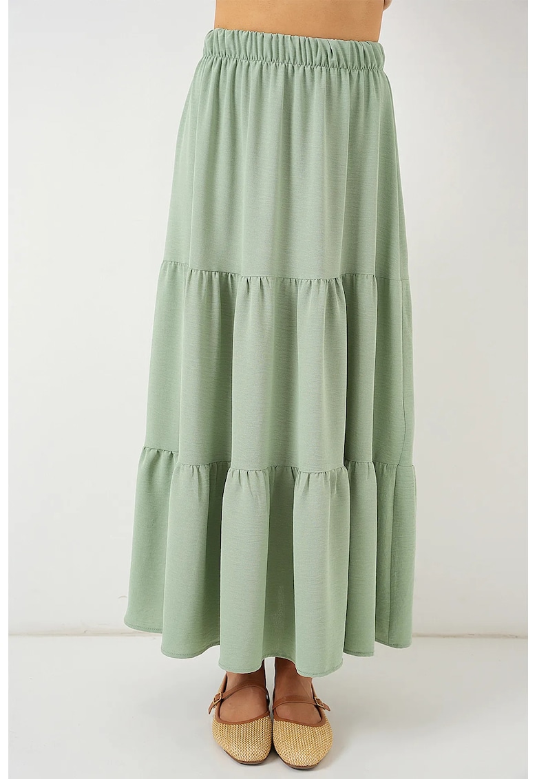 Fusta maxi texturata HiCCUP - verde - poliester/elastan - croiala standard