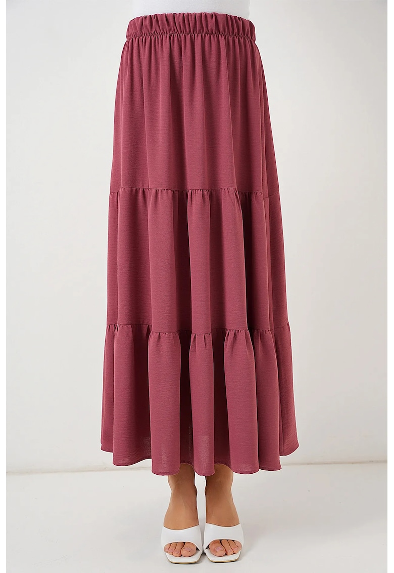 Fusta maxi texturata HiCCUP - roz - poliester-elastan - croiala standard