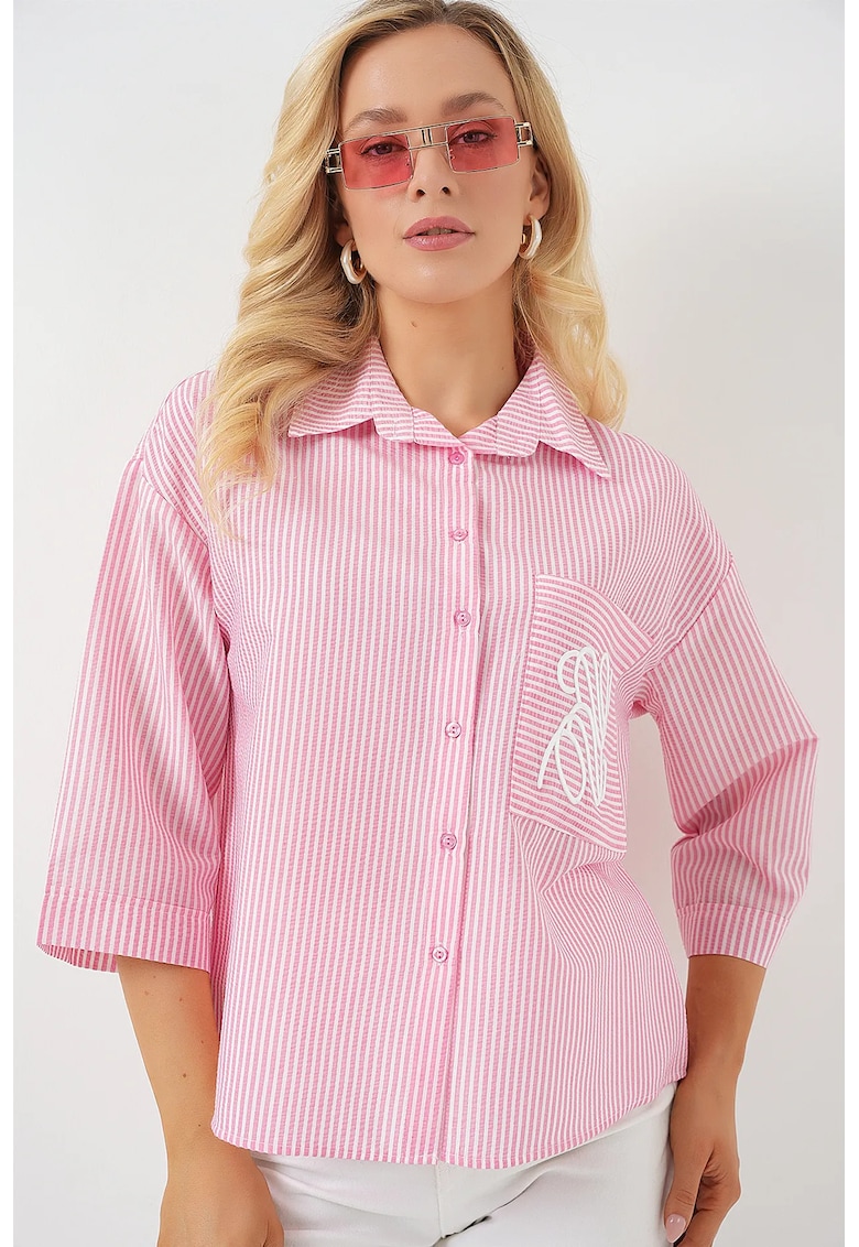 Camasa dama -  roz - bumbac