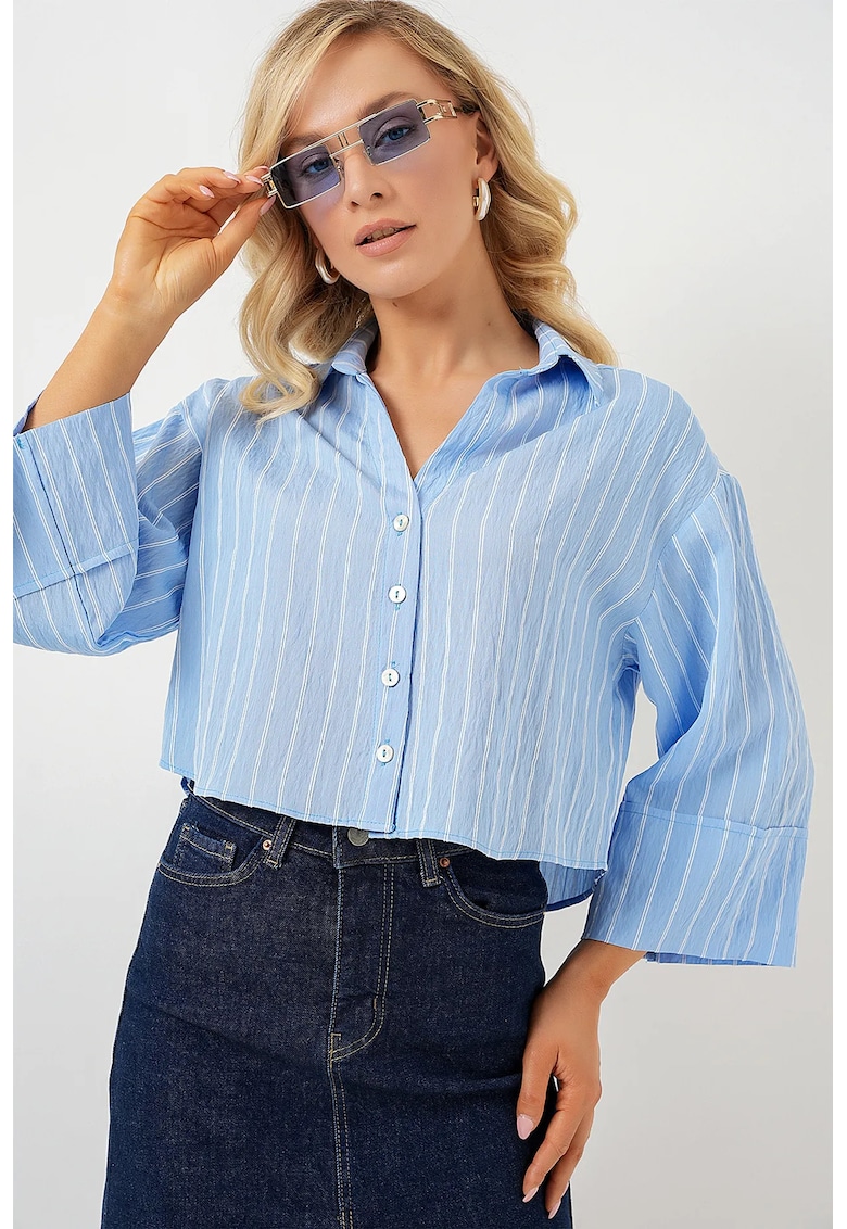 Camasa dama - BDART - oversize - albastru - viscoza-nylon