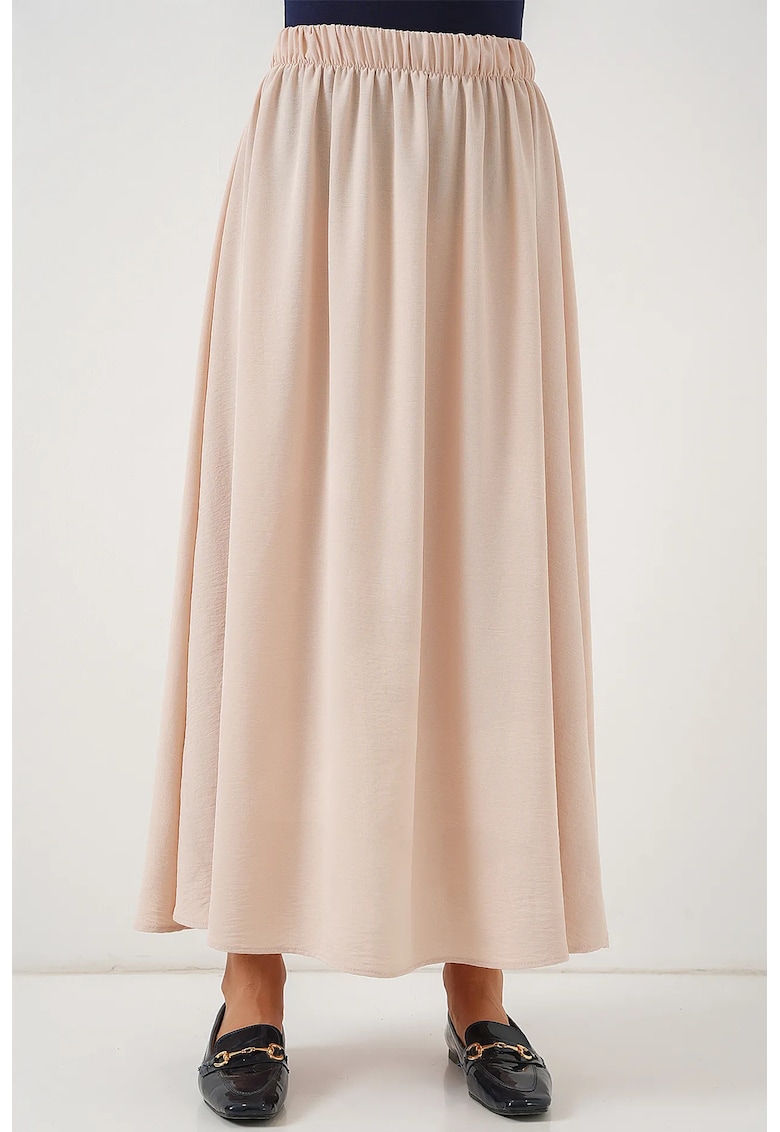 Fusta maxi texturata  bej - poliester-elastan