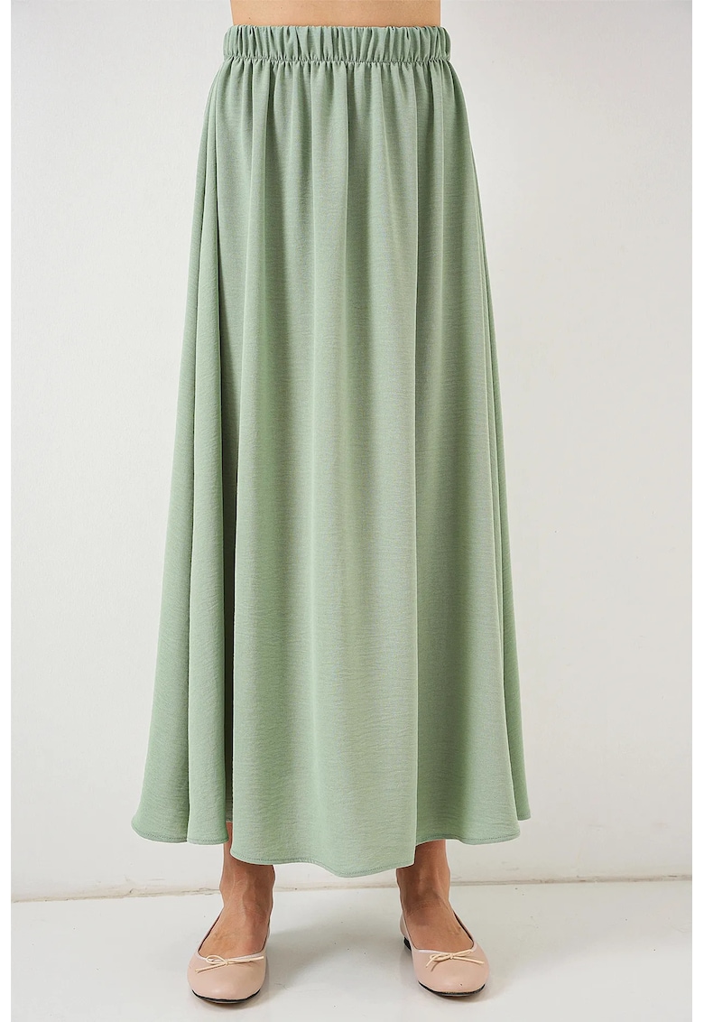 Fusta maxi texturata HiCCUP - verde deschis - poliester-elastan