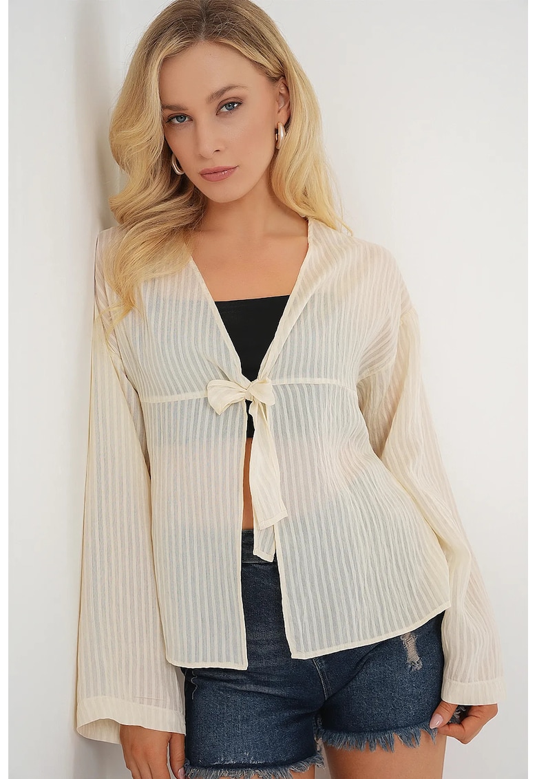 Top dama - HiCCUP - Textil - Alb - Decolteu in V