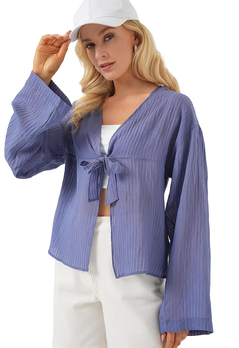 Top dama - HiCCUP - Textil - Albastru - Decolteu in V