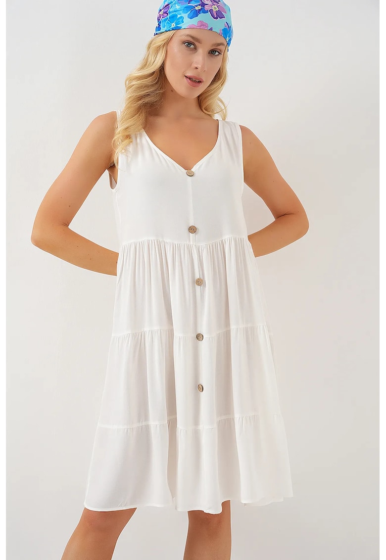 Rochie fara maneci - alb - Alb