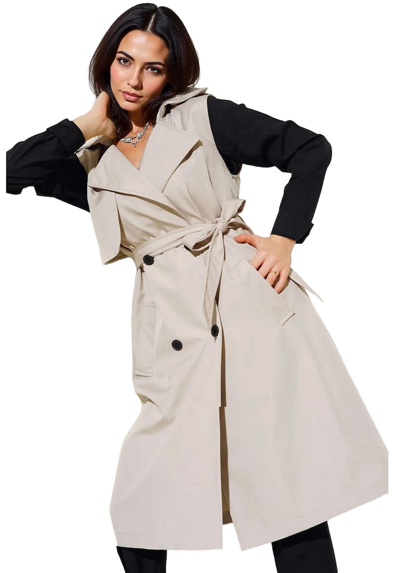 Vesta midi dama  poliester - bej