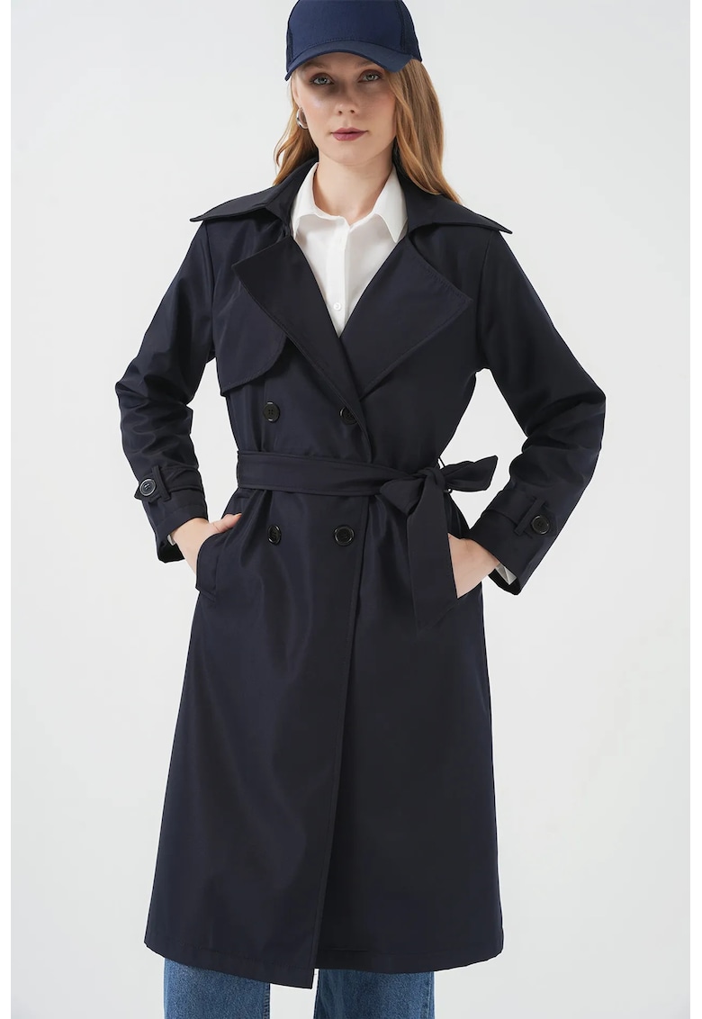 Palton pentru dama -  captusit - poliester - bleumarin