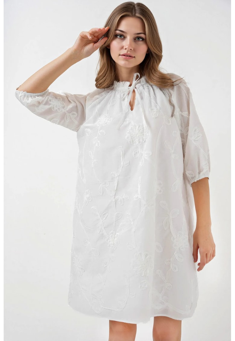 Rochie mini dama - HiCCUP - brodata - bumbac - alb