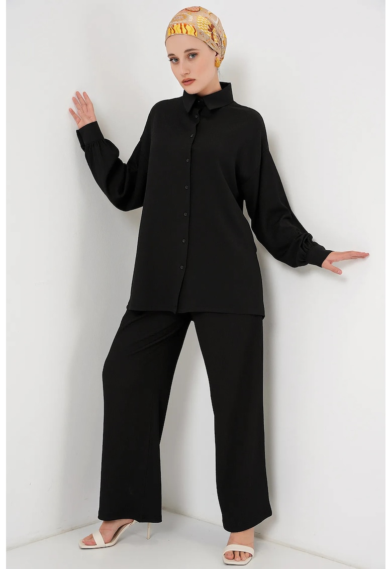 Compleu dama HiCCUP - guler elegant - croi larg - poliester/elastan - negru -