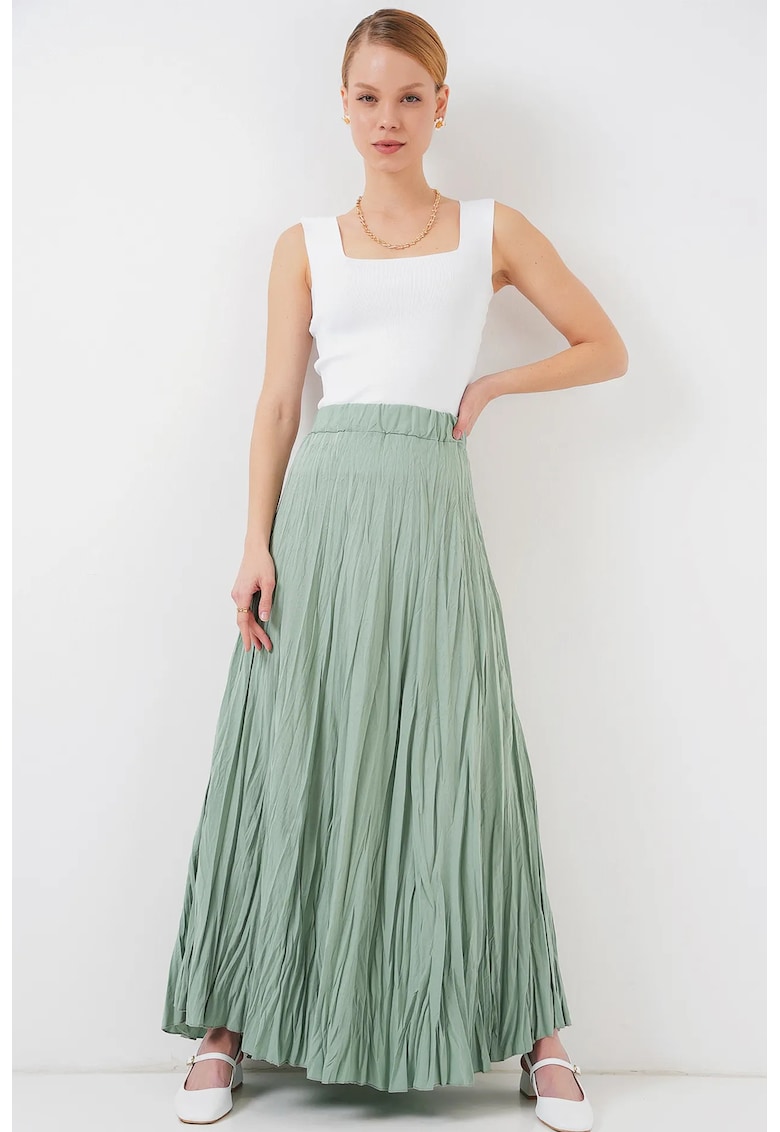 Fusta maxi texturata HiCCUP - verde - din poliester