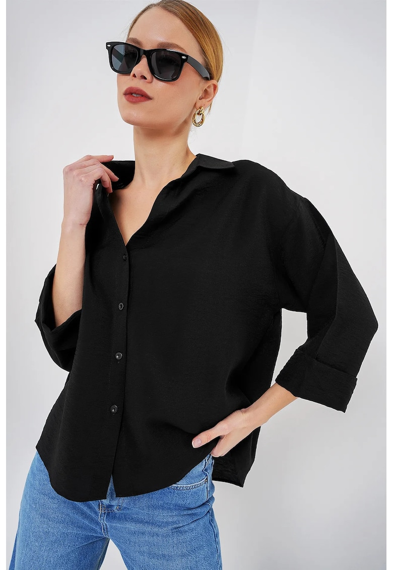 Camasa dama BDART - cu nasturi - negru - viscoza-nylon