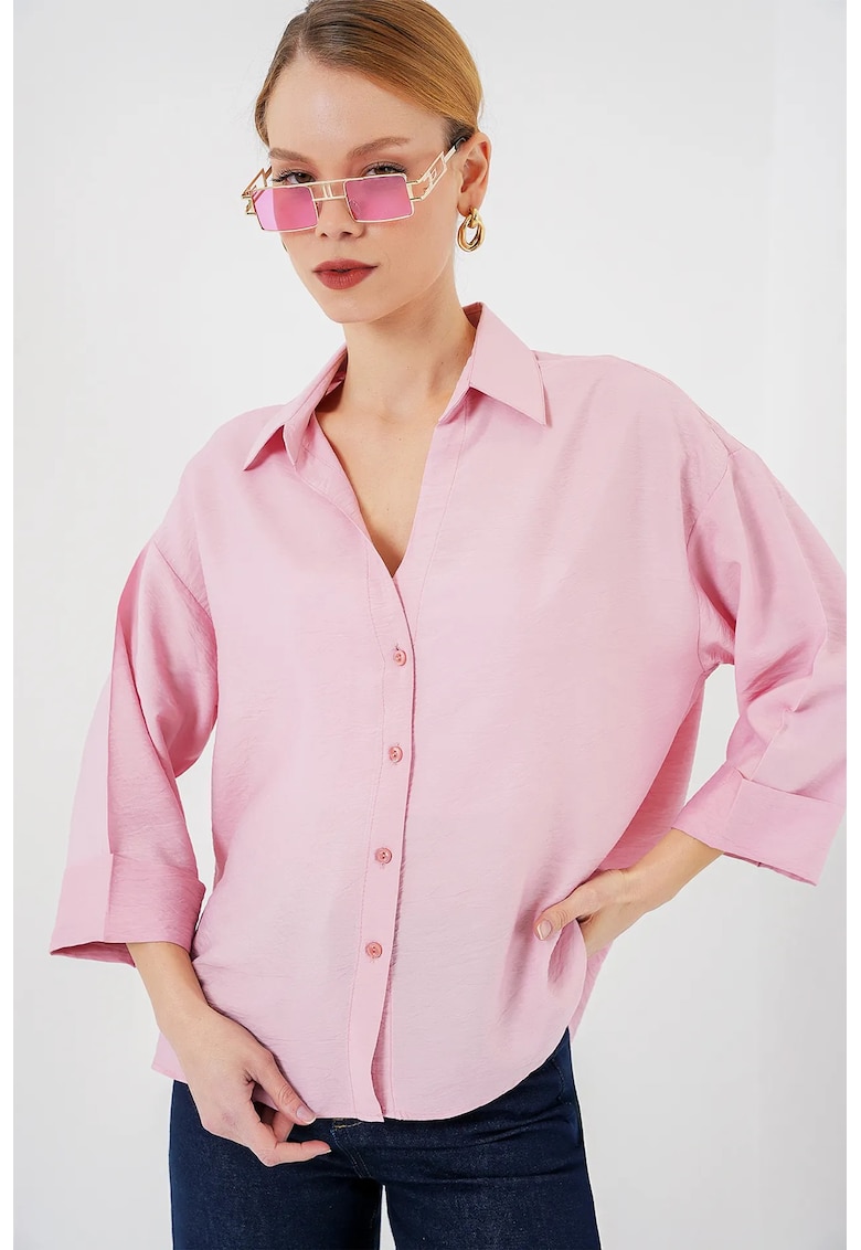 Camasa dama BDART - cu nasturi - roz - viscoza-nylon