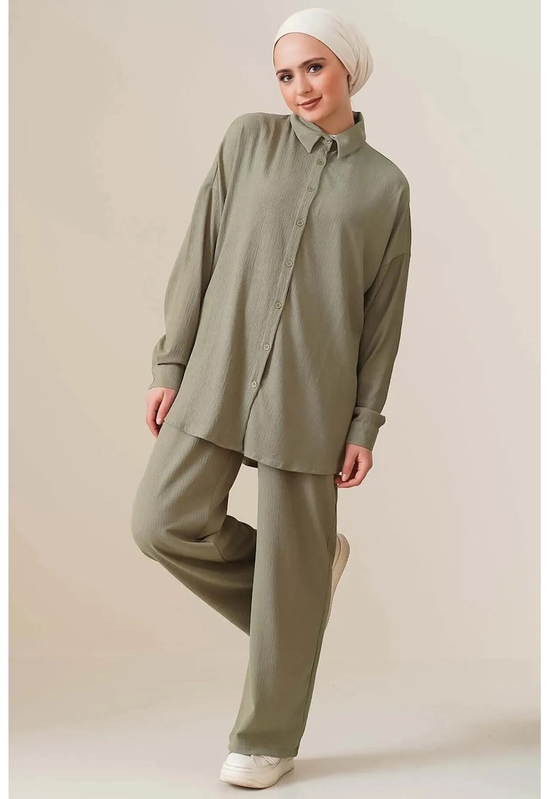 Compleu dama - 2 piese - supradimensionat - poliester/elastan - verde