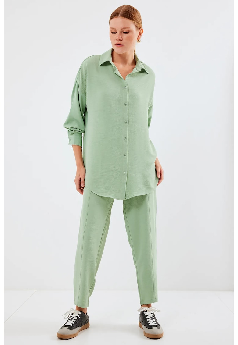 Compleu dama -  model supradimensionat - poliester/lycra - 2 piese - verde