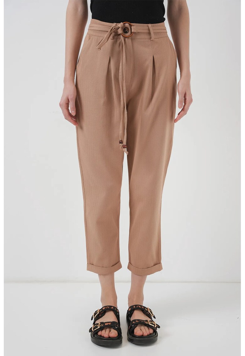 Pantaloni dama - HiCCUP - croiala lejera - maro - bumbac