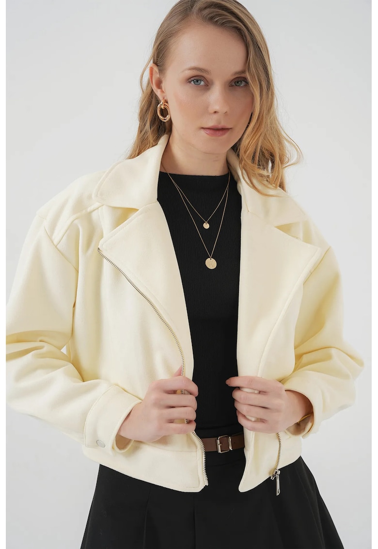 Jacheta dama HiCCUP - poliester/bumbac - croiala dreapta - galben
