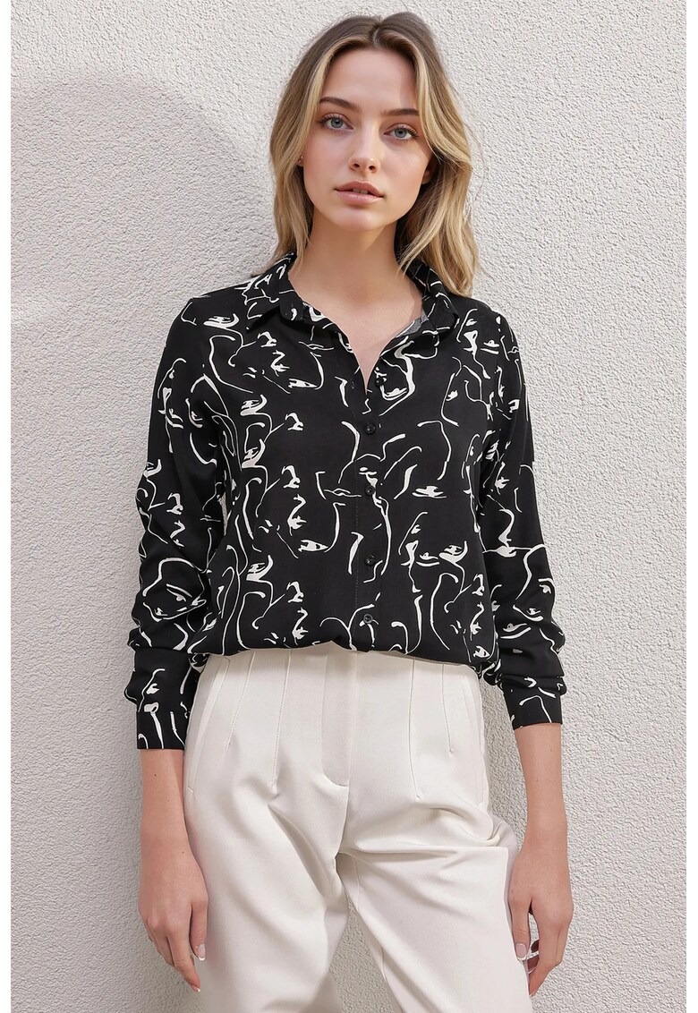 Camasa dama BDART - viscoza - cu maneci lungi - negru