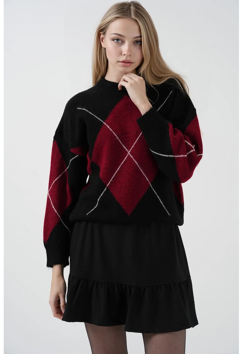 Fusta mini -  texturata - detalii cu volane - negru - poliester-lycra