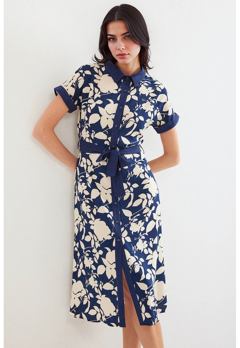 Rochie midi dama HiCCUP - imprimeu floral - viscoza