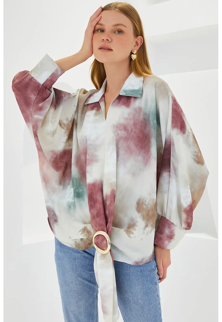 Camasa dama - supradimensionata - cu funda - roz - poliester