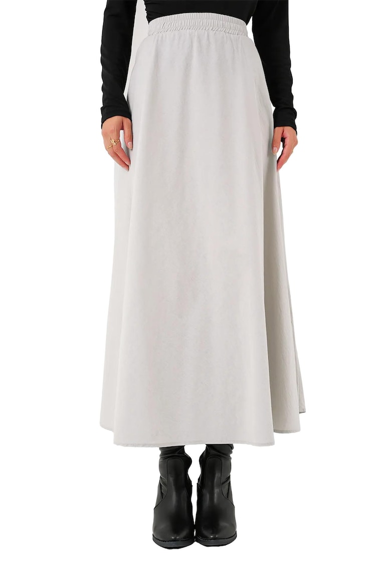 Fusta maxi dreapta  din bumbac cu buzunare - gri