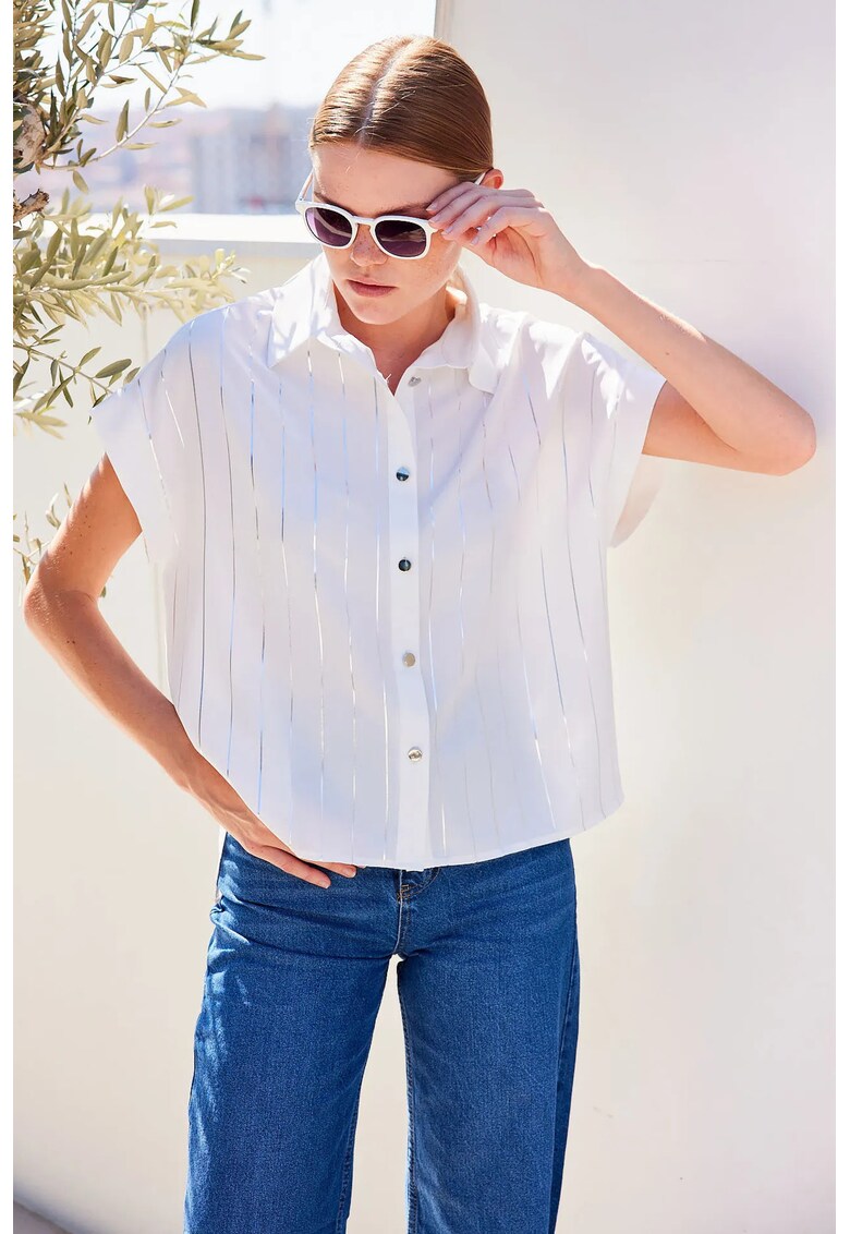 Camasa dama - HiCCUP - cu dungi - alb - poliester